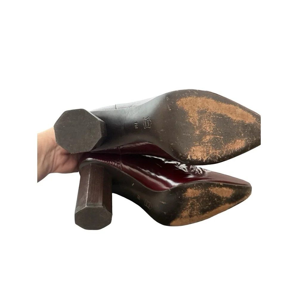 Donald J Pliner Laila Patent Leather Booties Plum Red Women's 7M Octagon Heel